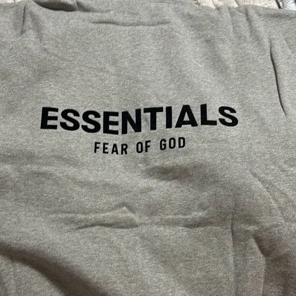 Essentials Heather Gray Pullover Hoodie with Small Logo - Picture 2 of 2